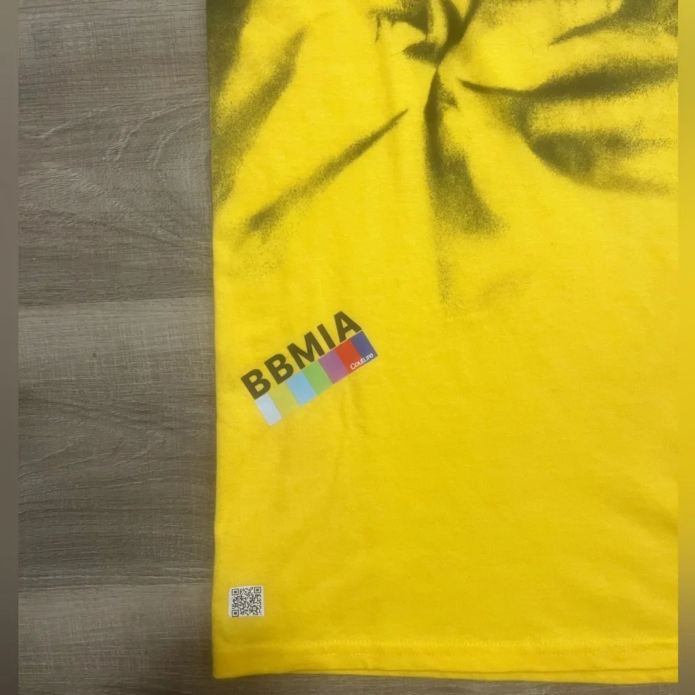 BBMIA Couture Custom Tee Tie Dye Yellow and Black Graphic Kids Tee - Picture 7 of 8